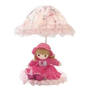   Table Lamp, Pink Baby Doll Base with Fuchsia Fabric Shade at 