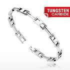 Tungsten Carbide 9 Mens Double Bar Link Bio Magnetic Bracelet