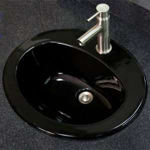  Large Oval Drop In Basin   With Overflow   Black