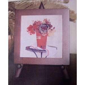   Decor ~ Hand Painted Tile (With Wooden Easel Stand): Kitchen & Dining