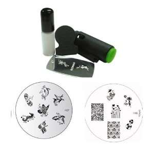  Konad Stamping Nail Art Set Includes Mini Stamper & White 