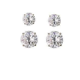 10KT Gold Round Cubic Zirconia Stud Earring Set  Jewelry Gold Jewelry 