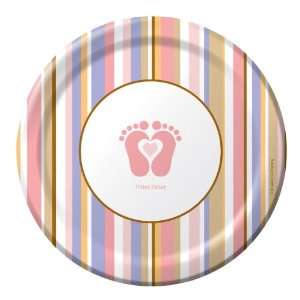  Tiny Toes Pink 7 Round Plates: Toys & Games