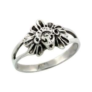   Small Indian Chief Head Ring, 11/32 in. (9 mm) wide, size 6.5 Jewelry