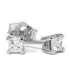 Pompeii3 Inc. 1/5CT Princess Cut Diamond Studs Whtie Gold Earring 14K