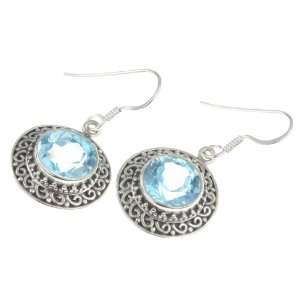    925 Sterling Silver BLUE TOPAZ Earrings, 1.38, 7.77g Jewelry