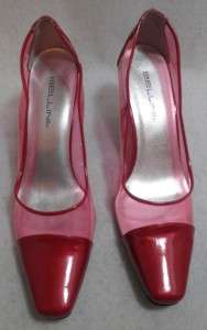 BELLINI Cherry Red & Clear Pink Womens 10 M 3.5 Heel  