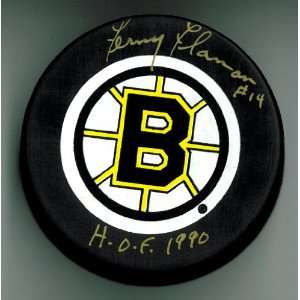  Fern Flaman Autographed Boston Bruins Puck w/ HOF #1 