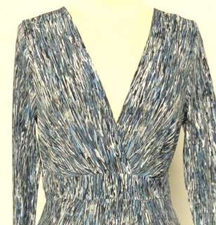   MAX Slinky Knit Dress M Slouchy Pockets Blues Grays Pleats New  