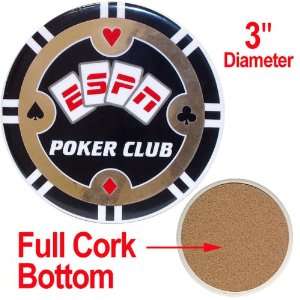  ESPN Poker Club Ceramic Coaster   Black