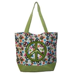   Green Multicolored Peace Sign Tote Bag Purse Handbag: Everything Else
