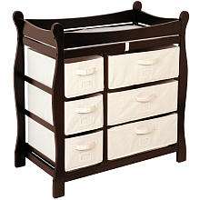Badger Basket Sleigh Style Changing Table with 6 Baskets   Espresso 