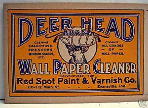 Deer Head Wall Paper Cleaner Label Red Spot Evansville  