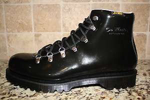 New DR. MARTENS HOLT BLACK Patent Leather AirWair Boots Hiking 