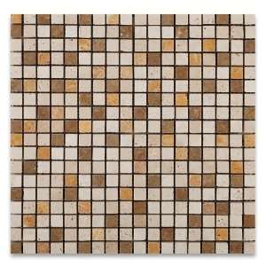  Mixed 5/8 x 5/8 Tumbled Travertine Mosaic Tile