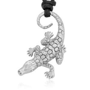   Crawling Crocodile Invisible Bail Stainless Steel Pendant Necklace