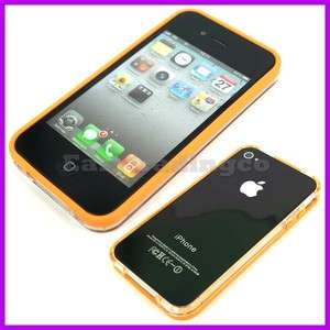 Neon Orange Clear Bumper Cover Case iPhone 4 4S GSM CDMA AT&T Verizon 