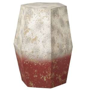  19 Distressed Country Style Red and White Garden Stool 