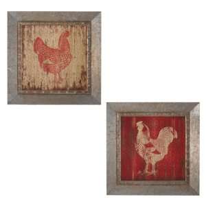   Hen Country Chicken Farm Distressed Framed Wall Art: Home & Kitchen