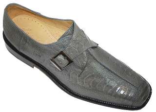 NEW~BELVEDERE~DOLCE~GRAY MONK STRAP OSTRICH SHOES~10.5  