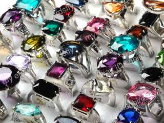   wholesale jewelry lots Mixed Color Zircon silver gemstone rings bulks