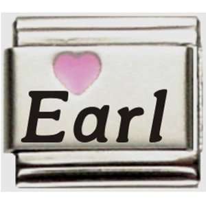  Earl Pink Heart Laser Name Italian Charm Link Jewelry