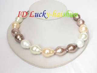 22mm baroque Multicolor south sea shell pearls necklace  