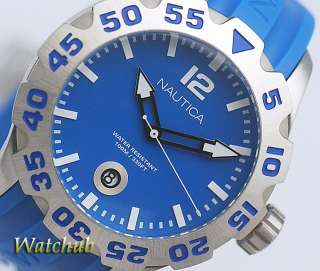 NEW 2012 NAUTICA MEN BLUE STRAP BFD 100 X LARGE FACE WATERPRO 330FT 