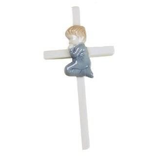Elegant Baby Hand Painted Wall Hanging Porcelain Cross Boy