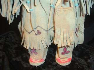 Incredible Vintage Buck Skin Indian Doll Quapaw OK Estate Wow Costume 