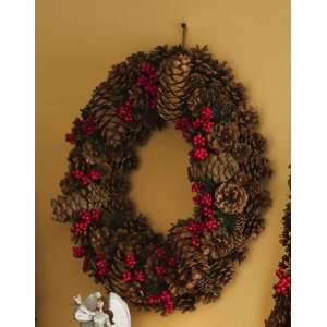 Rustic Northwoods Pinecone Holiday Wreath   20 By Collections Etc 