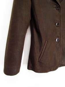 FITTED Vintage WILSONS PELLE Soft Leather BASIC BROWN COAT Button Up 