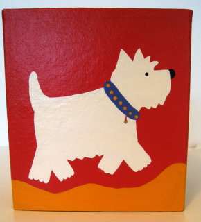 WESTIE Paper Mache ORANGE TISSUE BOX COVER Dog RANDALL  
