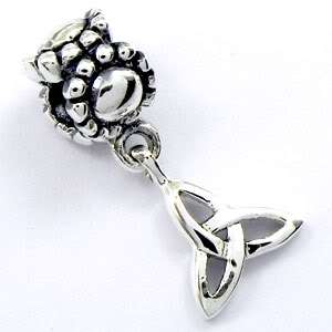 925 Sterling Silver CELTIC Triangle Charm European Bead  