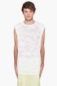 PHILLIP LIM White Burnt Out Tank Top