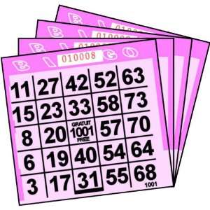  1 ON Pink Tint Paper Bingo Cards (500 ct) (500 per package 