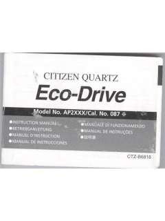 Citizen Eco Drive AP2XXX/Cal. No. 087 Instruction Book  