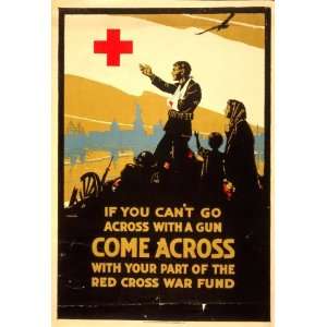 1917 Poster of wounded man gesturing toward Red Cross  