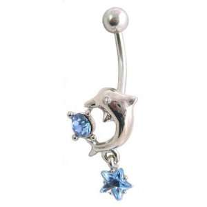  Dolphin Star Dangle 14 Gauge Navel Belly Ring: Everything 