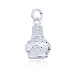   Plated Sterling Silver Diamond Accent Perfume Bottle Charm: Jewelry