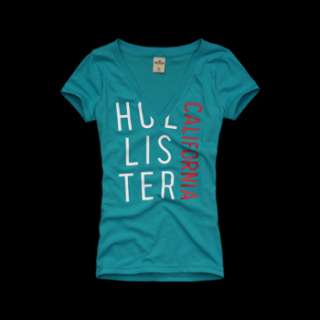 2012 NEW Hollister by Abercrombie womens Surfers Knoll V Neck Tee T 