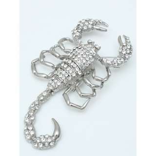 Large Scorpion Insect Movable Tail Rhinestone Crystal Brooch Pin VB699