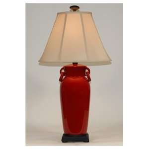   Solid Red Ringed Handled Porcelain Table Lamp: Home Improvement