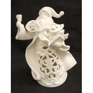  Bisque Porcelain Santa Claus With Bell Christmas Table Top 