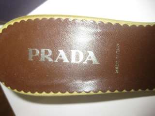 AUTH GREEN SUEDE PRADA MULES WITH SILVER HARDWARE. SZ 36.5 5  