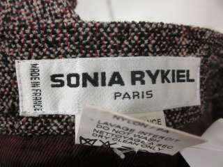 SONIA RYKIEL Black Tweed Wool Trousers Pants Sz 42  