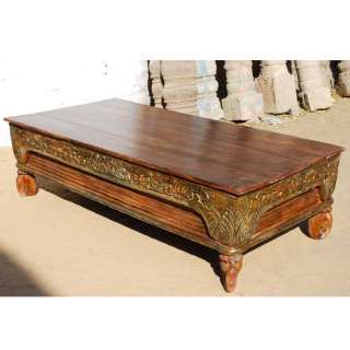 Rustic Solid Hand Carved Sofa cocktail Coffee Table NEW  