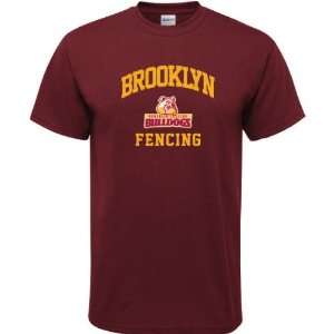  Brooklyn College Bulldogs Maroon Fencing Arch T Shirt 