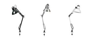 SWING ARM DESK LAMP WITH CLAMP IN BLACK&SILVER&WHITE  