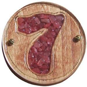   and Wooden Amulet Lucky Seven Magnet In Ruby Crystals 